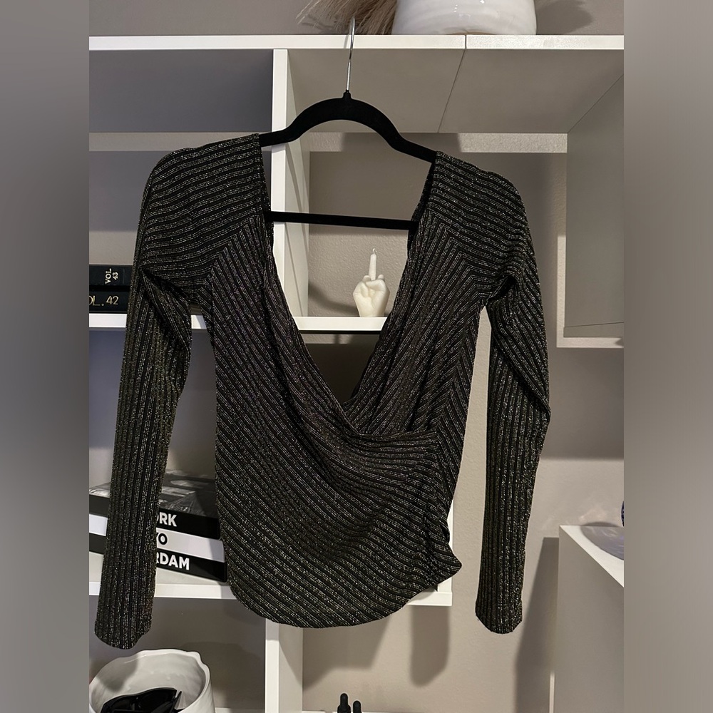 Reformation Black + Gold Top